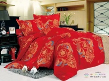 全棉噴氣澳絨布料批發(fā)精品磨絨棉布百子龍鳳雙喜婚慶面料廠家**-阿